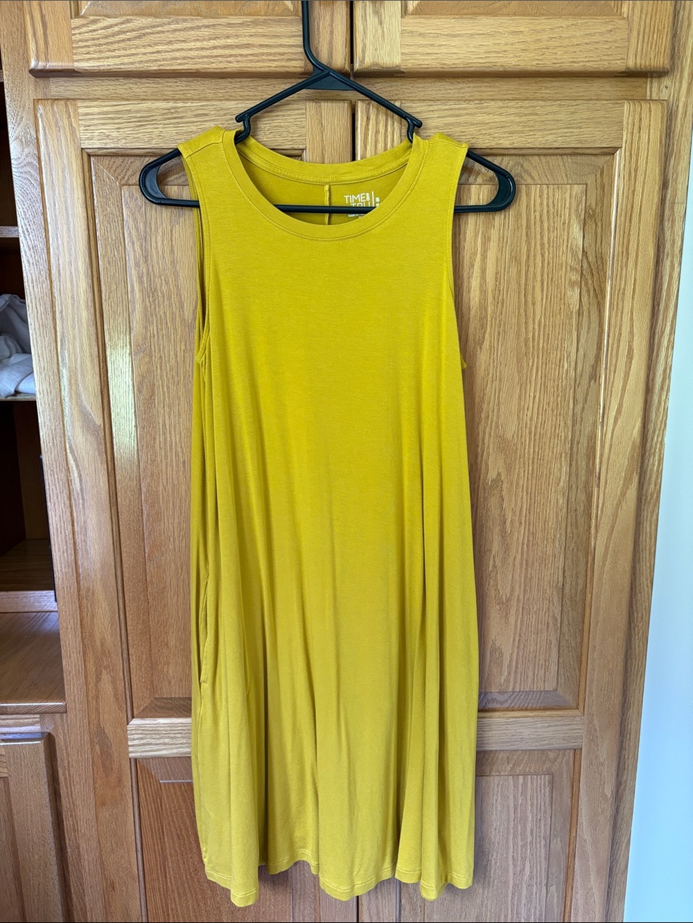 Time and Tru Mustard Yellow Sleeveless Swing Dress